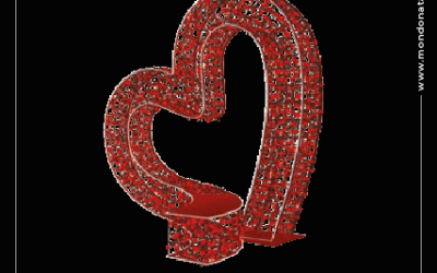 Soggetto cuore luminoso 3D per selfie point con seduta