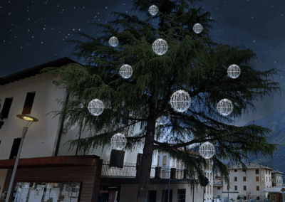 Illuminazione Albero con sfere luminose 3d