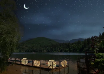 Illuminazione pontile con sfere luminose 3d